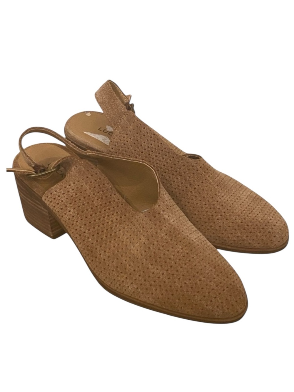 Lucky Brand Womens Lideton Leather Heel Booties Tan Western Point Toe